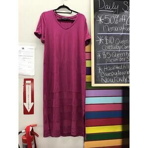 Colleen Lopez maxi dress super soft mesh bottoms Large petite fuscia new HSN